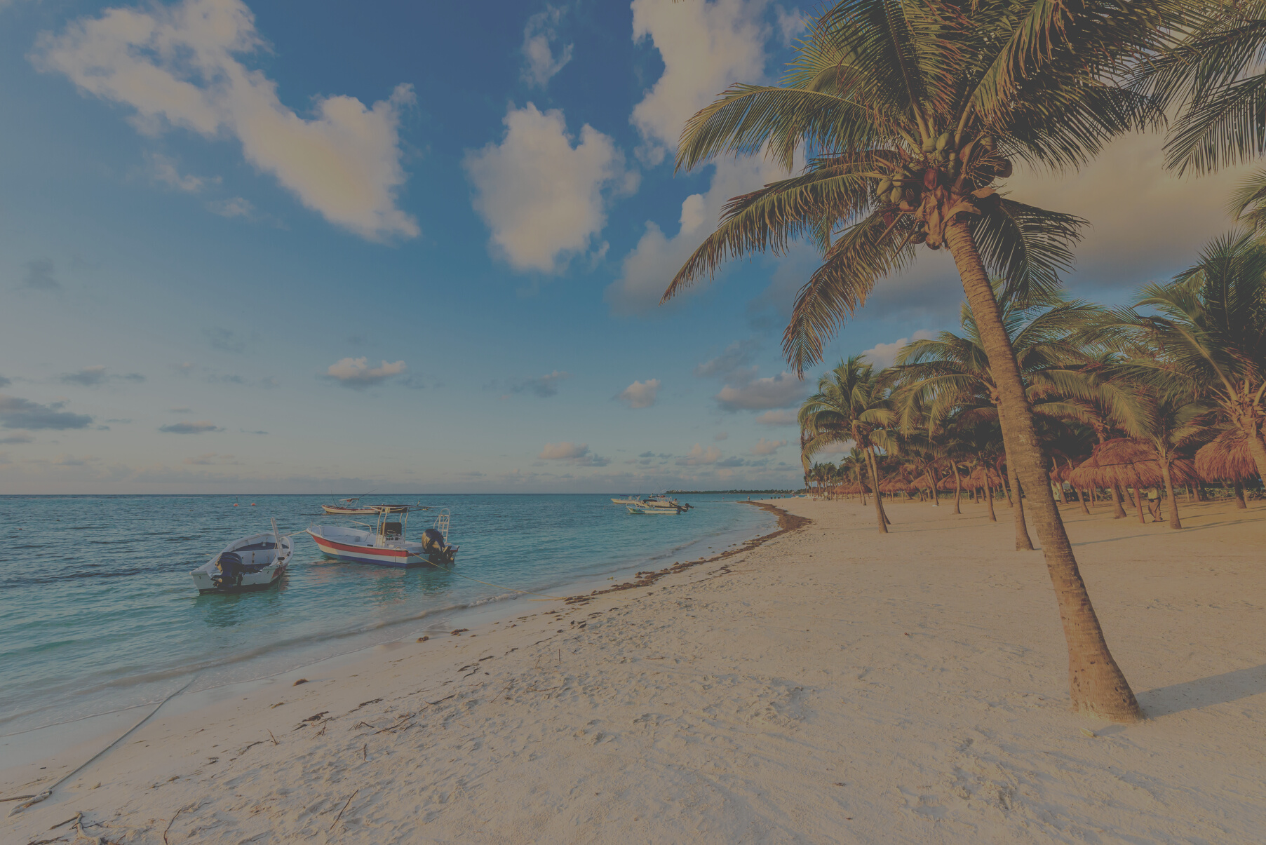 Sunrise at Akumal beach, paradise bay at Riviera Maya, caribbean coast of Mexico